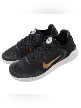 Nike Black and Gold Free RN 2018 Women’s Running Shoes Size 9